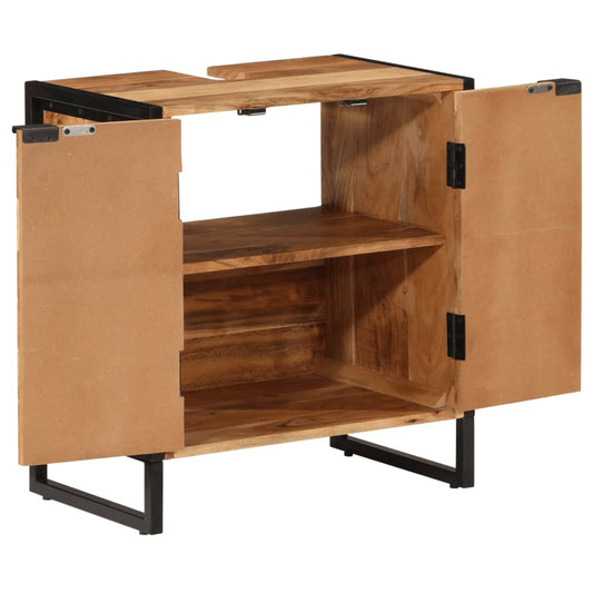vidaXL Ντουλάπι Μπάνιου Επιτοίχιο 55x35x60 εκ. Μασίφ Ακακία/Σίδερο