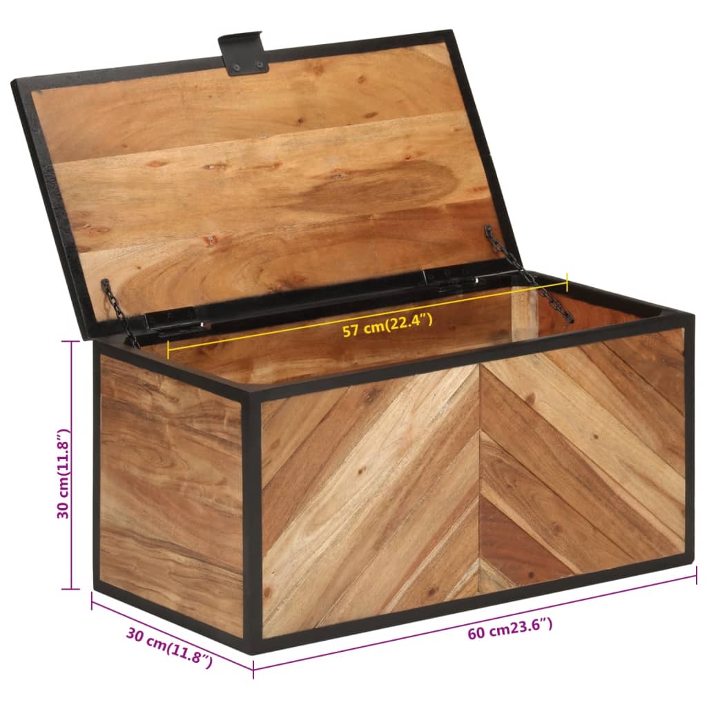 vidaXL Κουτί Αποθήκευσης 60x30x30 εκ. Μασίφ Ξύλο Ακακίας/Σίδερο