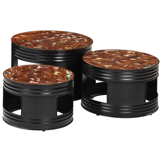 vidaXL Τραπέζια Μπαρ Σχήμα Ντραμς 3Τεμ. από Μασίφ Ανακυκλωμένο Ξύλο