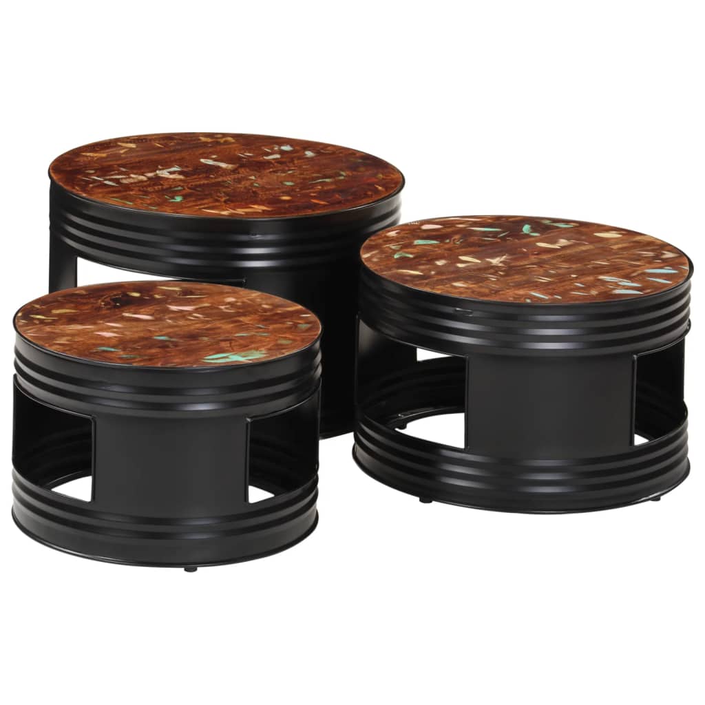 vidaXL Τραπέζια Μπαρ Σχήμα Ντραμς 3Τεμ. από Μασίφ Ανακυκλωμένο Ξύλο