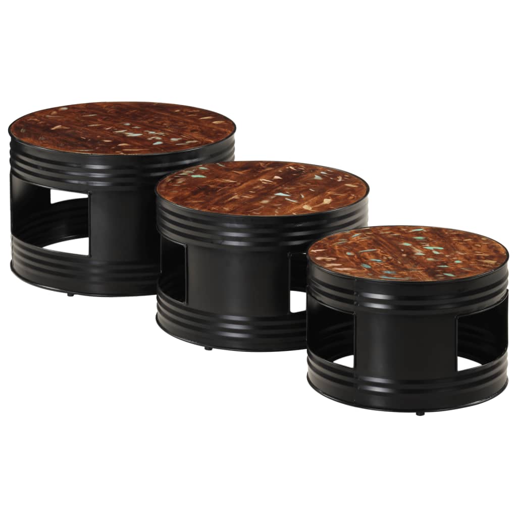 vidaXL Τραπέζια Μπαρ Σχήμα Ντραμς 3Τεμ. από Μασίφ Ανακυκλωμένο Ξύλο