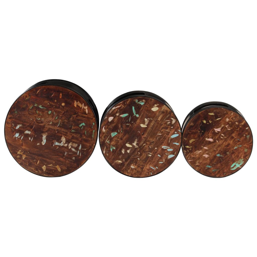 vidaXL Τραπέζια Μπαρ Σχήμα Ντραμς 3Τεμ. από Μασίφ Ανακυκλωμένο Ξύλο