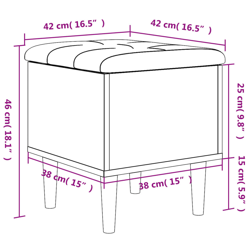 vidaXL Παγκάκι Αποθήκευσης Sonoma Δρυς 42 x 42 x 46 εκ. Επεξεργ. Ξύλο