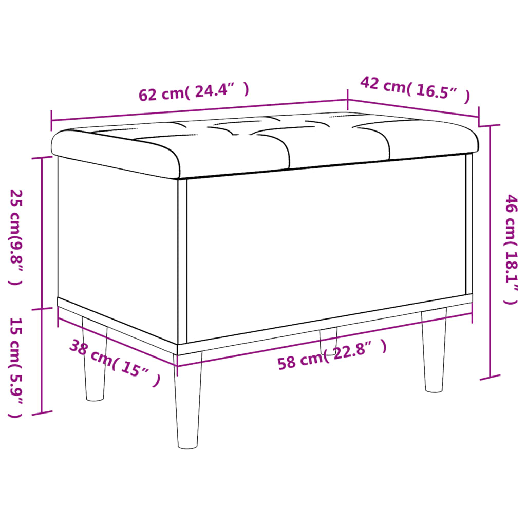 vidaXL Παγκάκι Αποθήκευσης Γκρι Sonoma 62x42x46 εκ. Επεξεργασμένο Ξύλο