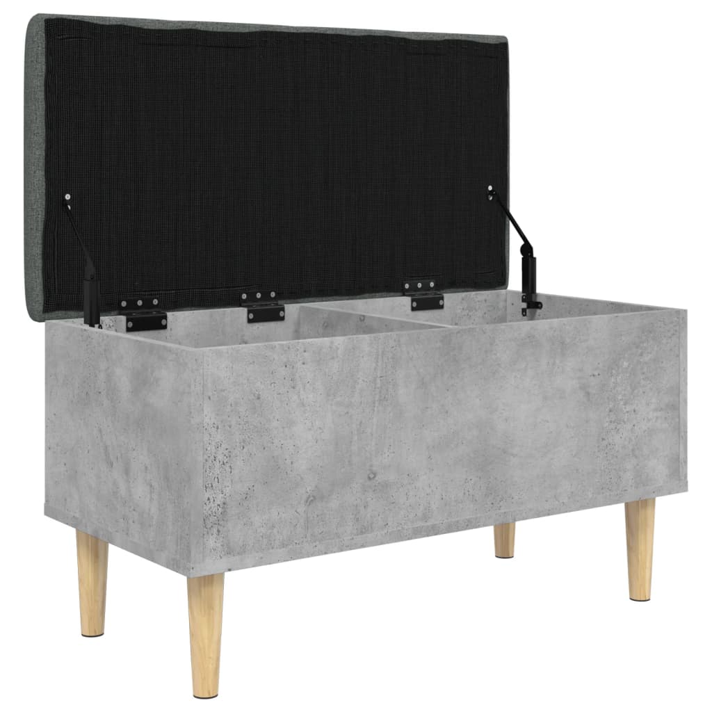 vidaXL Παγκάκι Αποθήκευσης Γκρι Σκυροδεμ. 82x42x46 εκ. Επεξεργ. Ξύλο