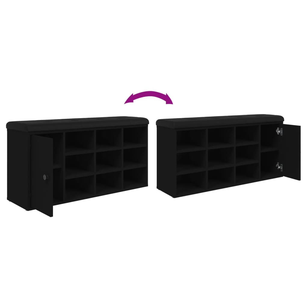 vidaXL Παπουτσοθήκη Μαύρη 102 x 32 x 50 εκ. από Επεξεργασμένο Ξύλο