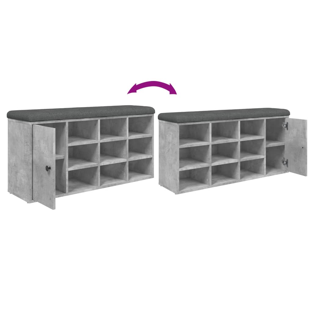 vidaXL Παπουτσοθήκη Γκρι Σκυρ. 102x32x50 εκ. από Επεξεργασμένο Ξύλο