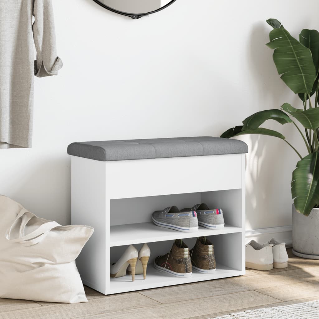 vidaXL Παγκάκι Παπουτσιών Λευκό 62 x 32 x 50 εκ. από Τεχνητό Ξύλο