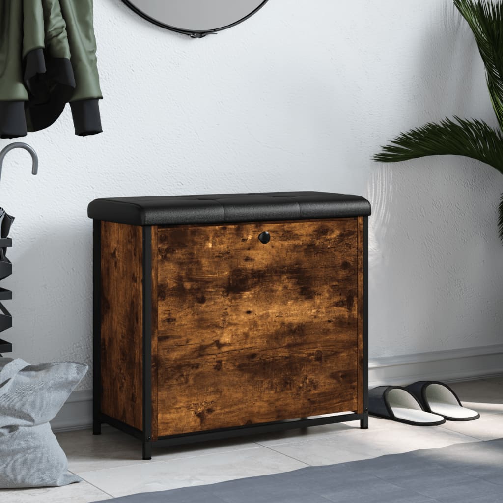 vidaXL Παπουτσοθήκη με Ανακλιν. Συρτάρι Καπνιστή Δρυς 62x32x56 εκ.