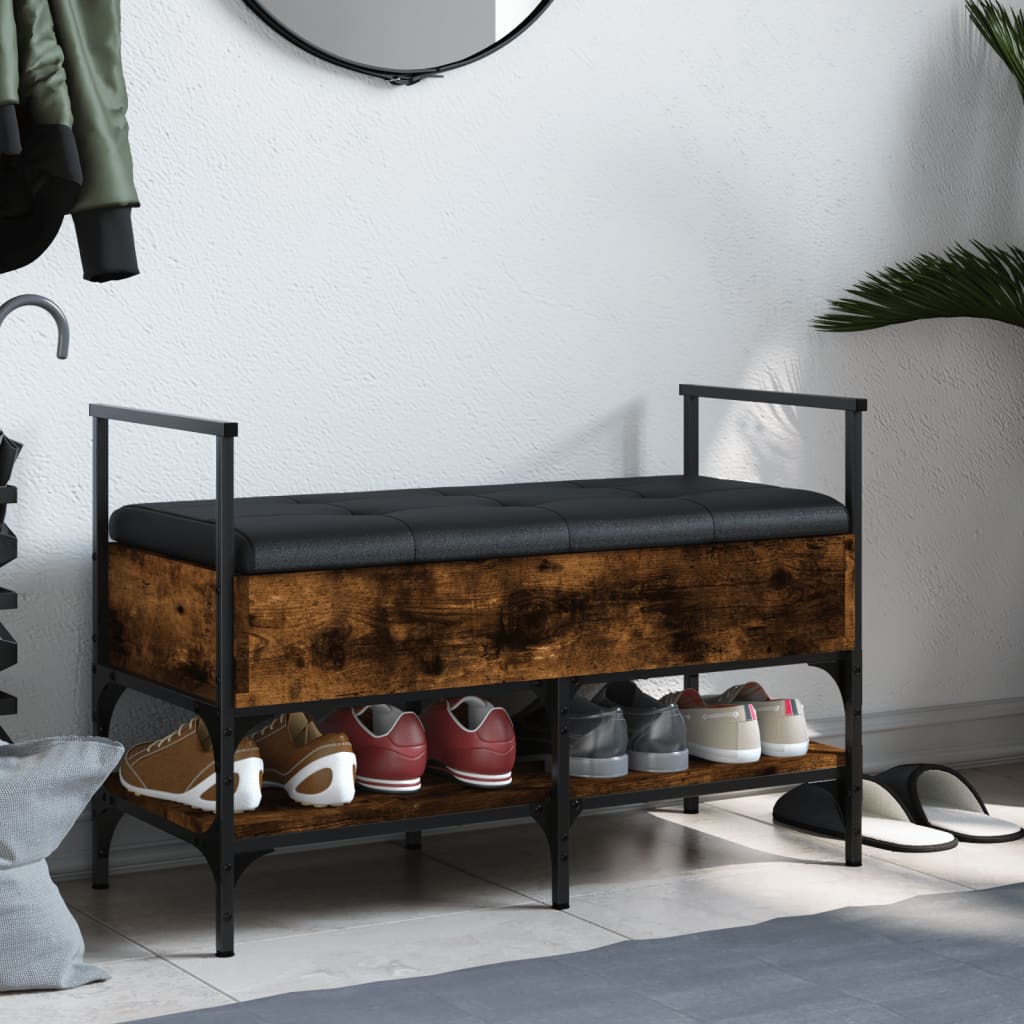 vidaXL Παπουτσοθήκη Καπνιστή Δρυς 85,5x42x57,5 εκ. Επεξεργασμένο Ξύλο