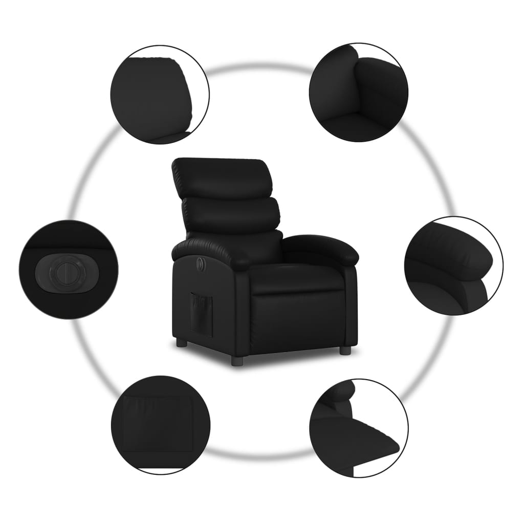 vidaXL Πολυθρόνα Ανακλινόμενη Ηλεκτρική Μαύρη από Συνθετικό Δέρμα