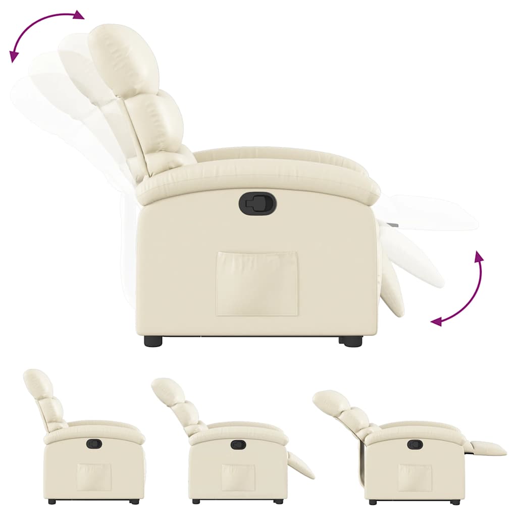 vidaXL Πολυθρόνα Ανακλινόμενη με Ανύψωση Κρεμ από Συνθετικό Δέρμα