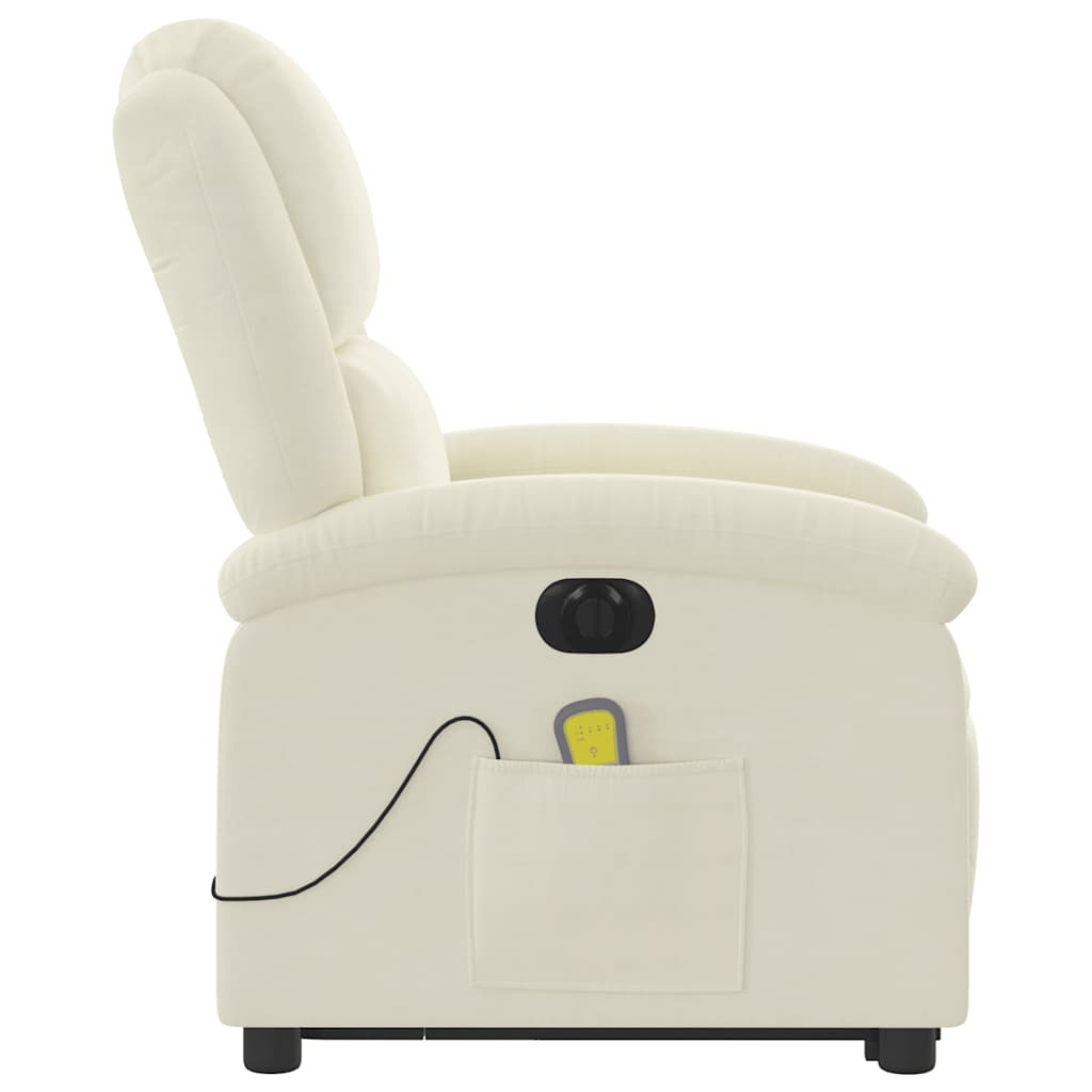 vidaXL Πολυθρόνα Μασάζ Ηλεκ. Ανακλινόμενη με Ανύψωση Κρεμ Βελούδο