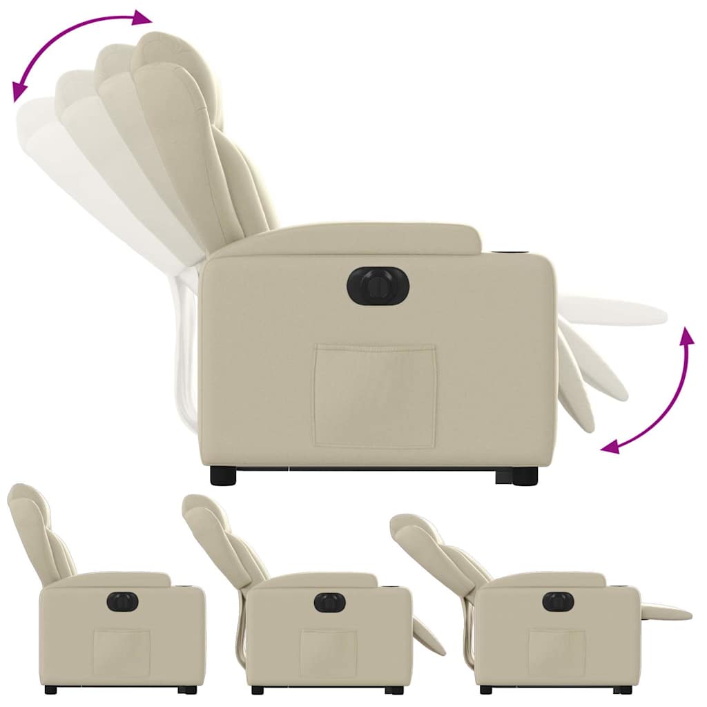 vidaXL Πολυθρόνα Ηλεκτρ. Ανακλινόμενη με Ανύψωση Κρεμ Συνθ.Δέρμα