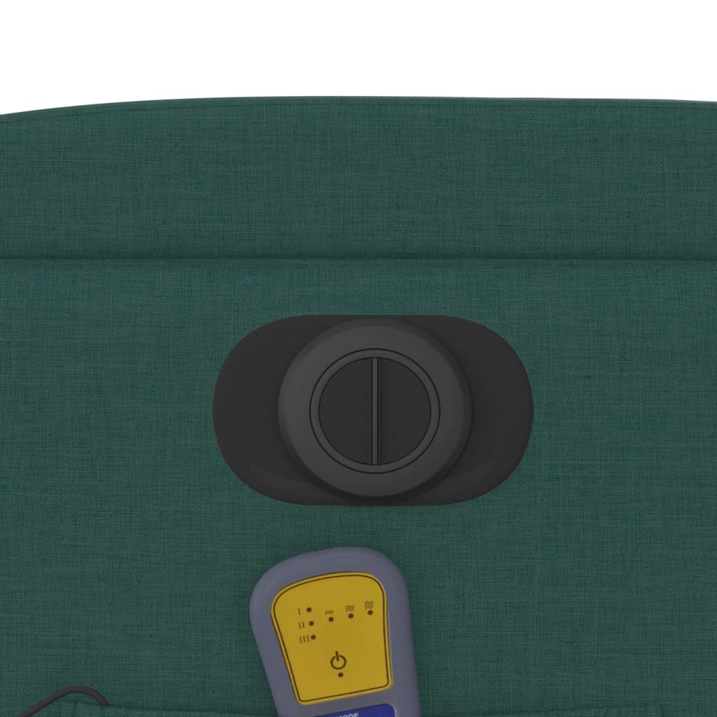 vidaXL Πολυθρόνα Μασάζ Ηλεκτρική Ανακλινόμενη Σκ. Πράσινο Υφασμάτινη