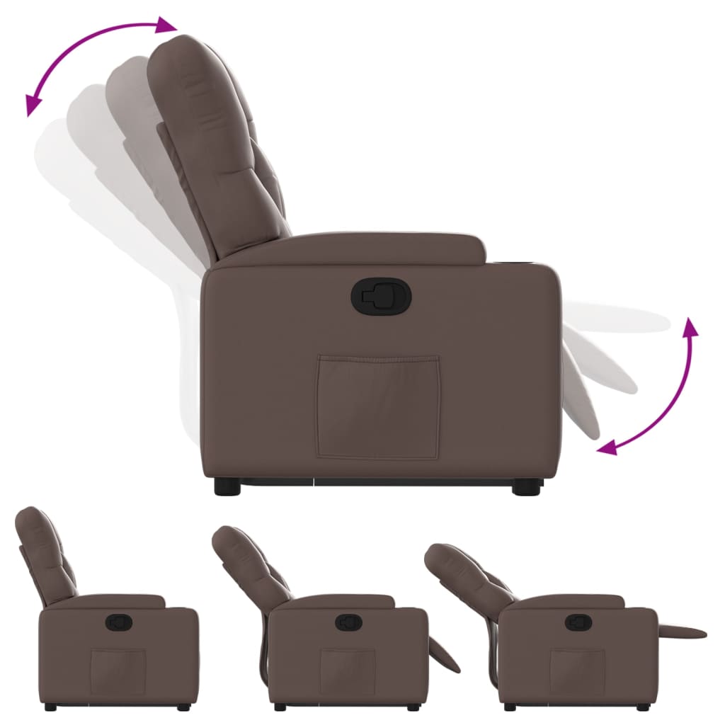 vidaXL Πολυθρόνα Μασάζ Ανακλινόμενη με Ανύψωση Γυαλ. Καφέ Συνθ. Δέρμα