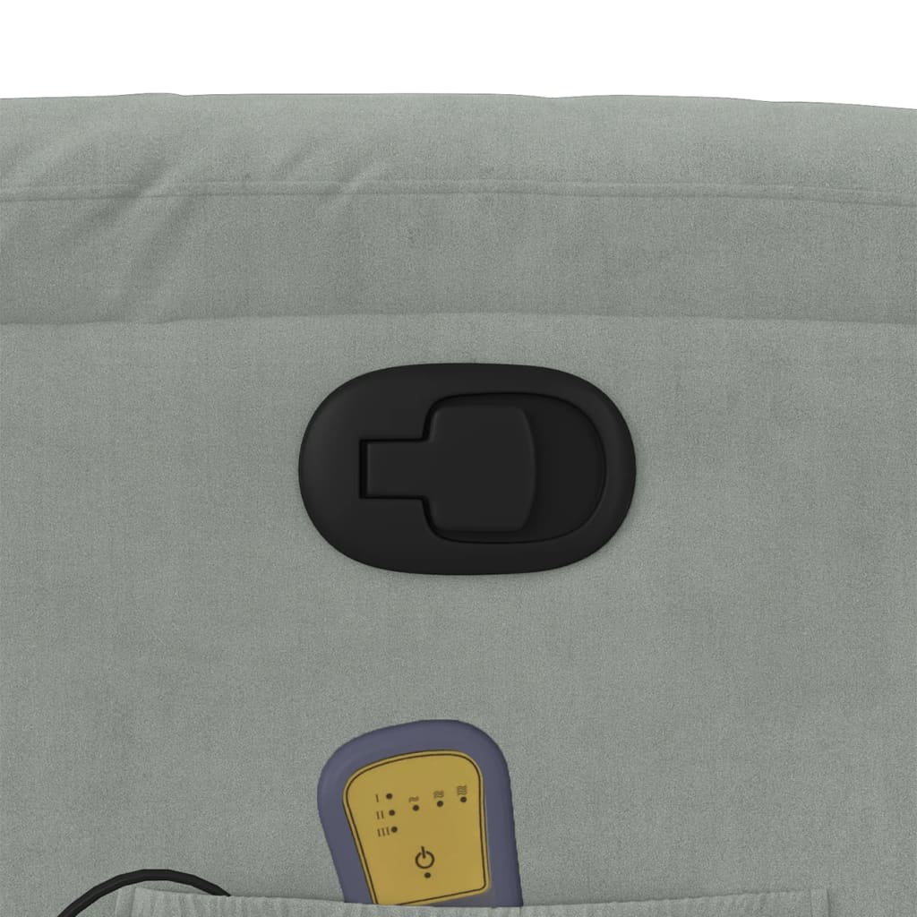 vidaXL Πολυθρόνα Μασάζ Ανακλινόμενη με Ανύψωση Ανοιχτό Γκρι Βελούδινη