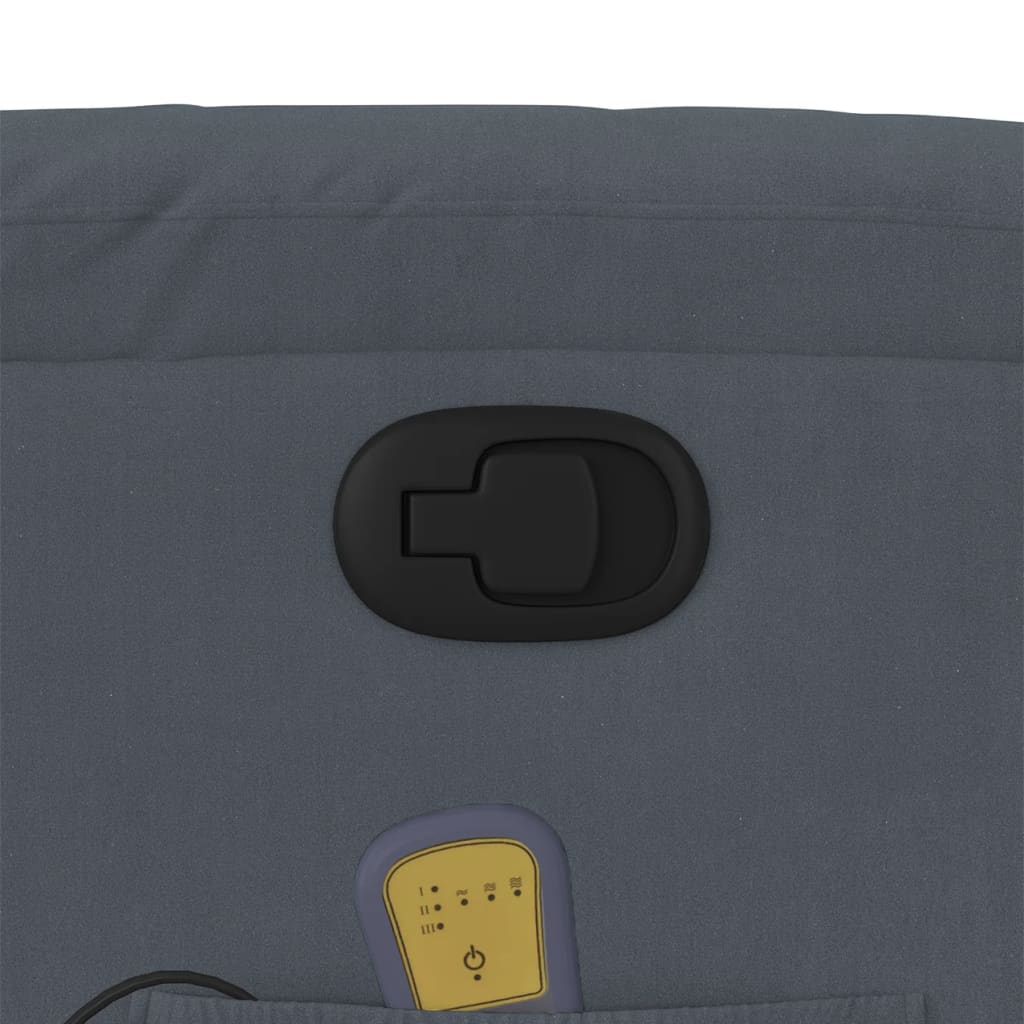 vidaXL Πολυθρόνα Μασάζ Ανακλινόμενη με Ανύψωση Σκούρο Γκρι Βελούδινη