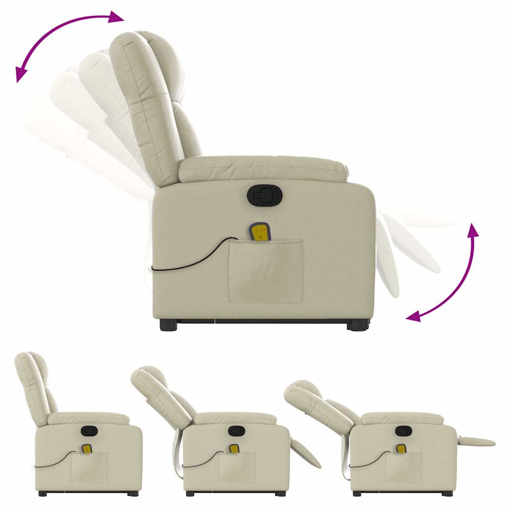 vidaXL Πολυθρόνα Μασάζ Ανακλινόμενη με Ανύψωση Κρεμ Συνθετικό Δέρμα