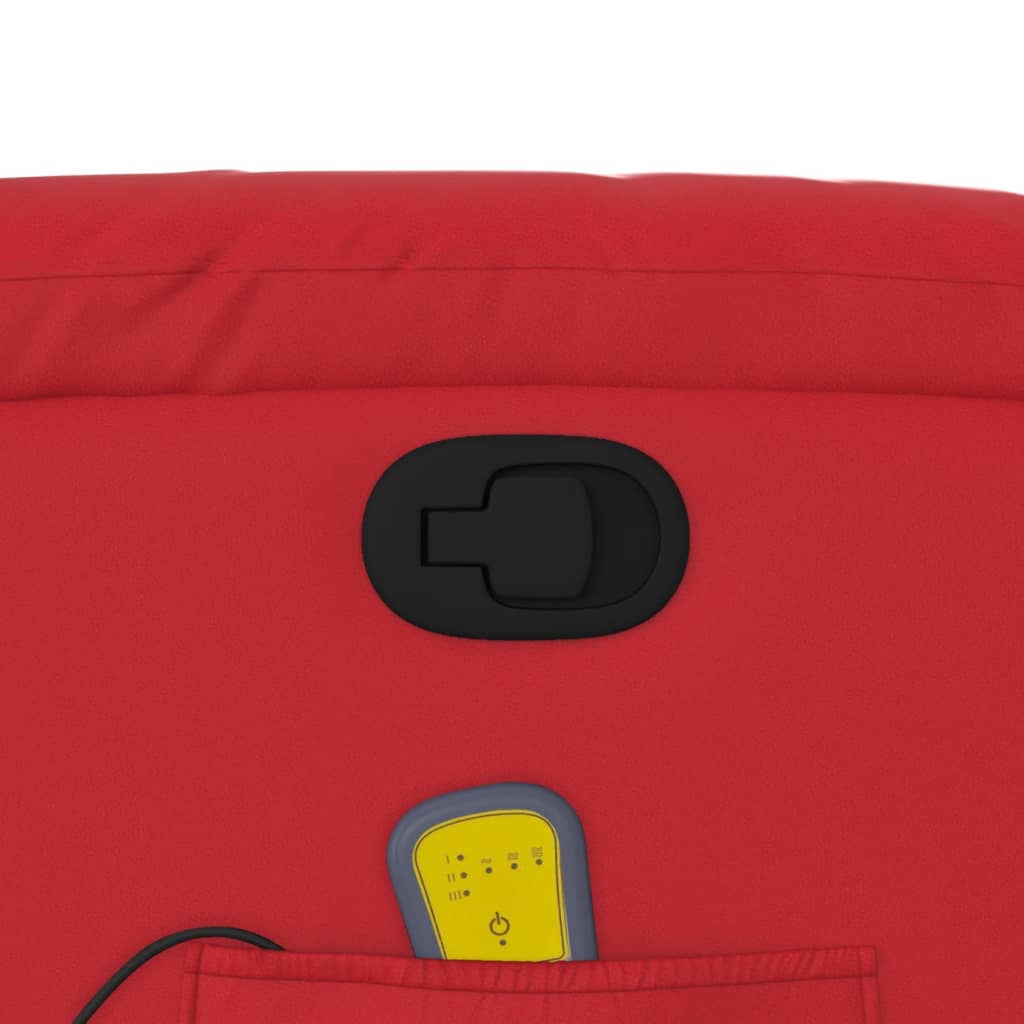 vidaXL Πολυθρόνα Μασάζ Ανακλινόμενη με Ανύψωση Κόκκινη Συνθετικό Δέρμα