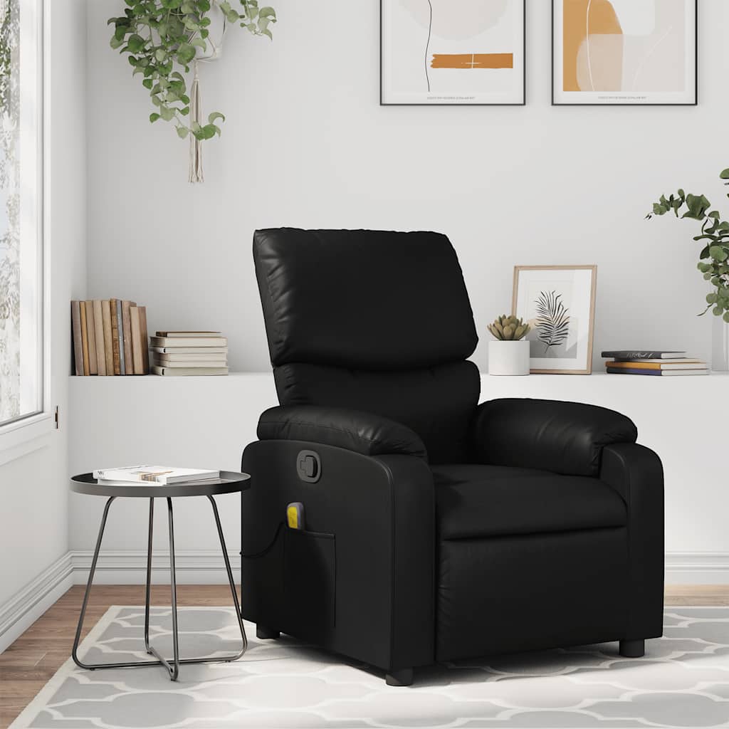 vidaXL Πολυθρόνα Μασάζ με Ανακλινόμενη Πόρτα Μαύρη από Συνθετικό Δέρμα