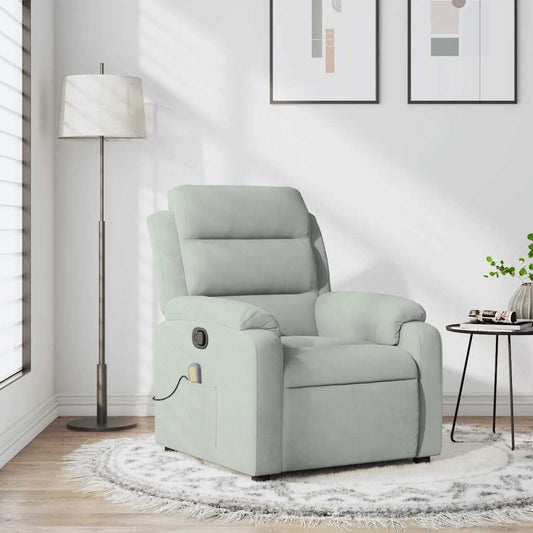 vidaXL Πολυθρόνα Μασάζ με Ανακλινόμενη Πόρτα Ανοιχτό Γκρι Βελούδο
