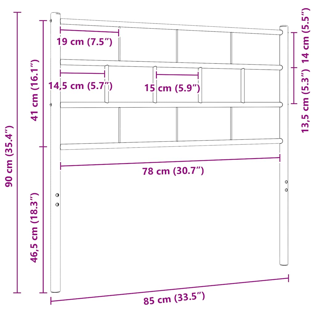 vidaXL Ανταλλακτικό κεφαλάρι Λευκό 80 εκ. Μεταλλικό
