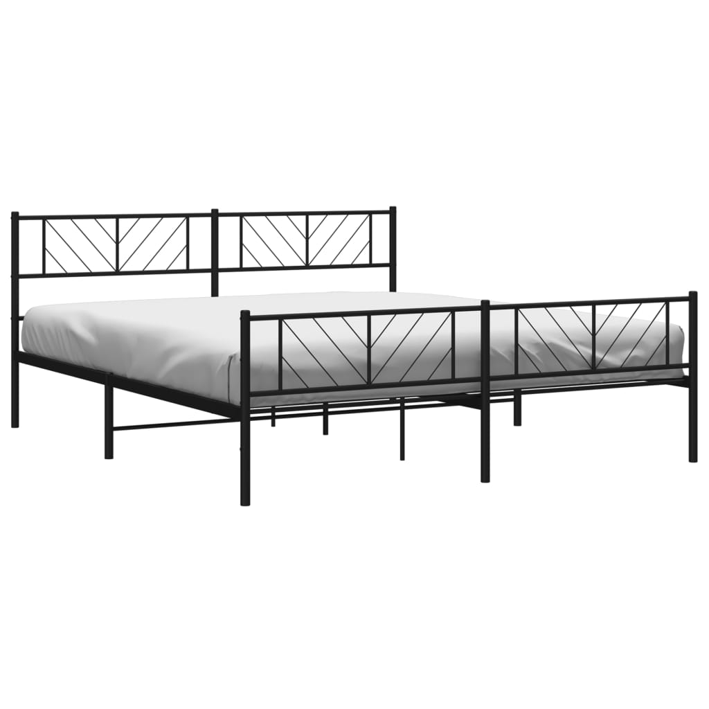 vidaXL Πλαίσιο Κρεβατιού Χωρ. Στρώμα&Ποδαρικό Μαύρο 180x200εκ. Μέταλλο