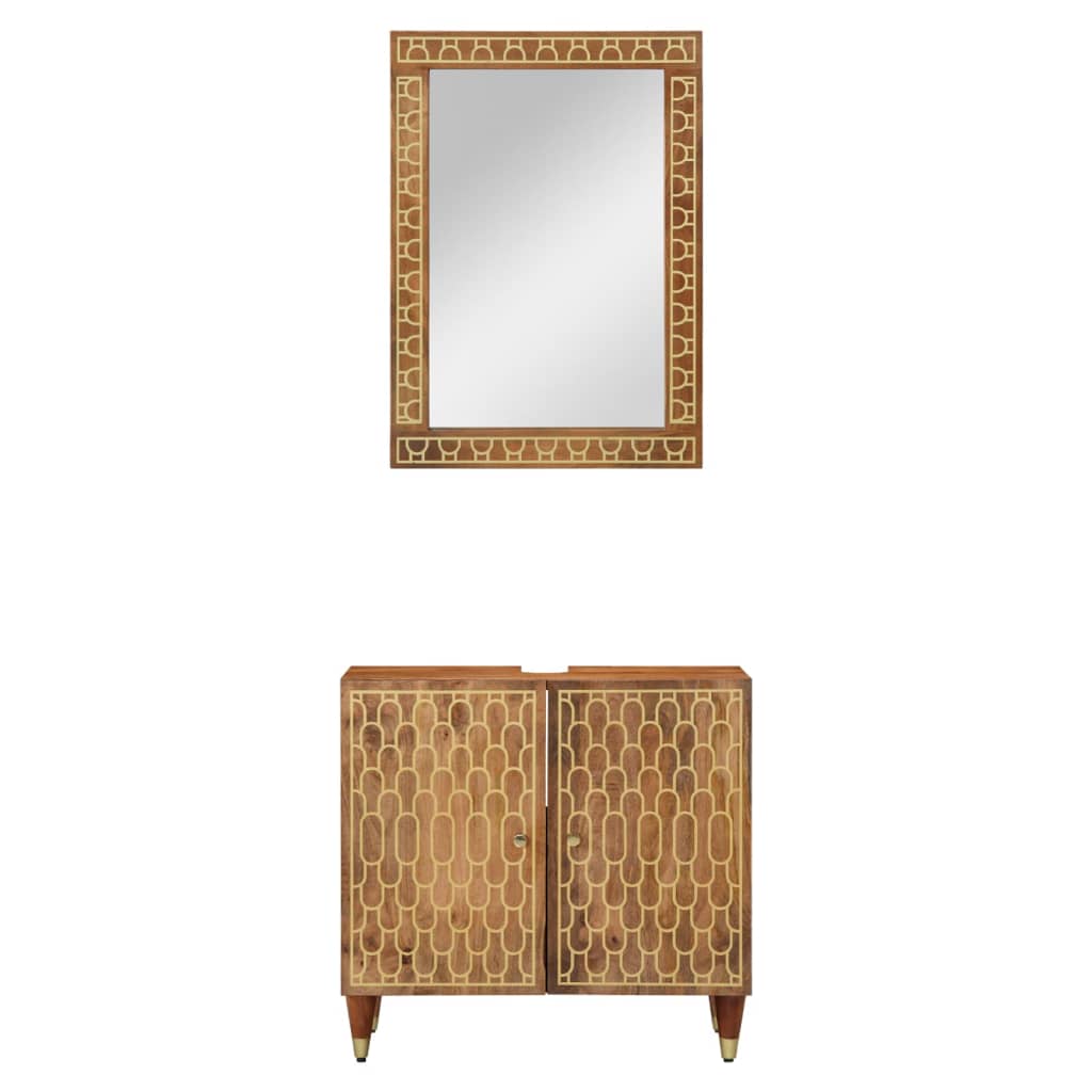 vidaXL Έπιπλα Μπάνιου Σετ 2 Τεμαχίων από Μασίφ Ξύλο Μάνγκο