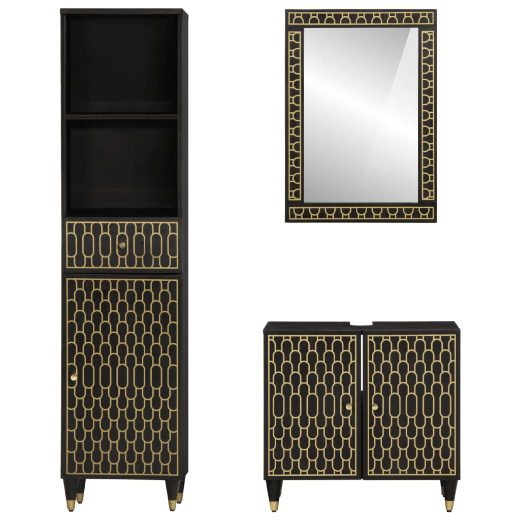 vidaXL Έπιπλα Μπάνιου Σετ 3 Τεμαχίων από Μασίφ Ξύλο Μάνγκο