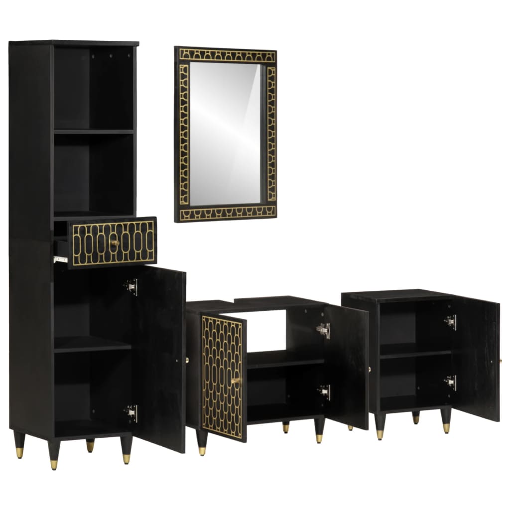 vidaXL Έπιπλα Μπάνιου Σετ 4 Τεμαχίων από Μασίφ Ξύλο Μάνγκο