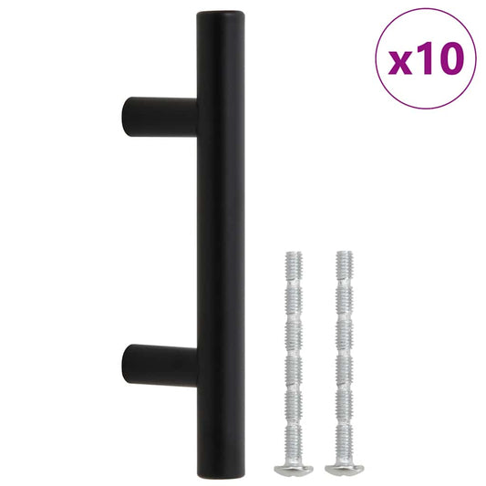 vidaXL Λαβές Ντουλαπιών 10 τεμ. Μαύρες 64 χιλ. από Ανοξείδωτο Ατσάλι