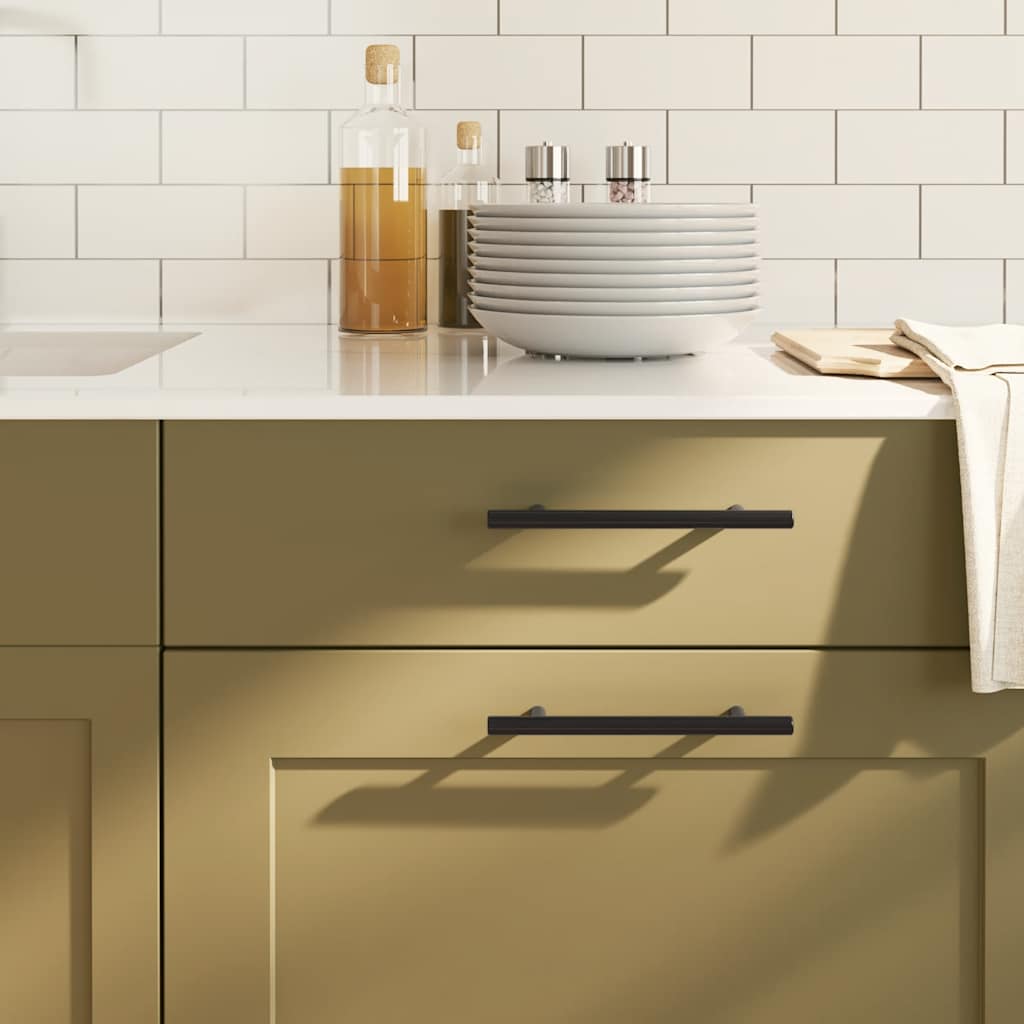 vidaXL Λαβές Ντουλαπιών 10 τεμ. Μαύρες 128 χιλ. από Ανοξείδωτο Ατσάλι