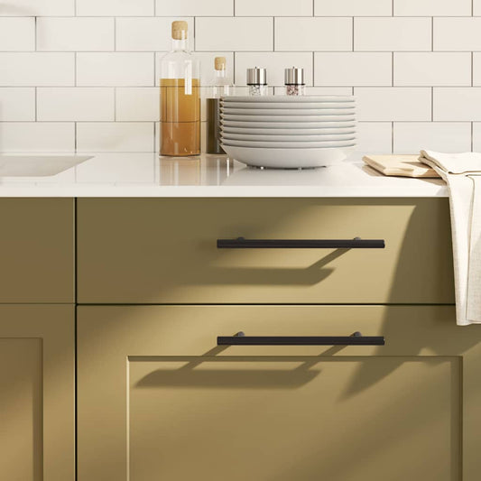 vidaXL Λαβές Ντουλαπιών 10 τεμ. Μαύρες 160 χιλ. από Ανοξείδωτο Ατσάλι