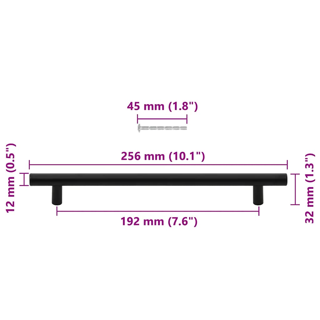 vidaXL Λαβές Ντουλαπιών 5 τεμ. Μαύρες 192 χιλ. από Ανοξείδωτο Ατσάλι