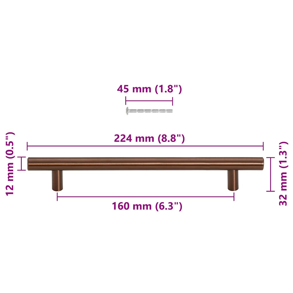 vidaXL Λαβές Ντουλαπιών 10 τεμ. Μπρονζέ 160 χιλ. από Ανοξείδωτο Ατσάλι