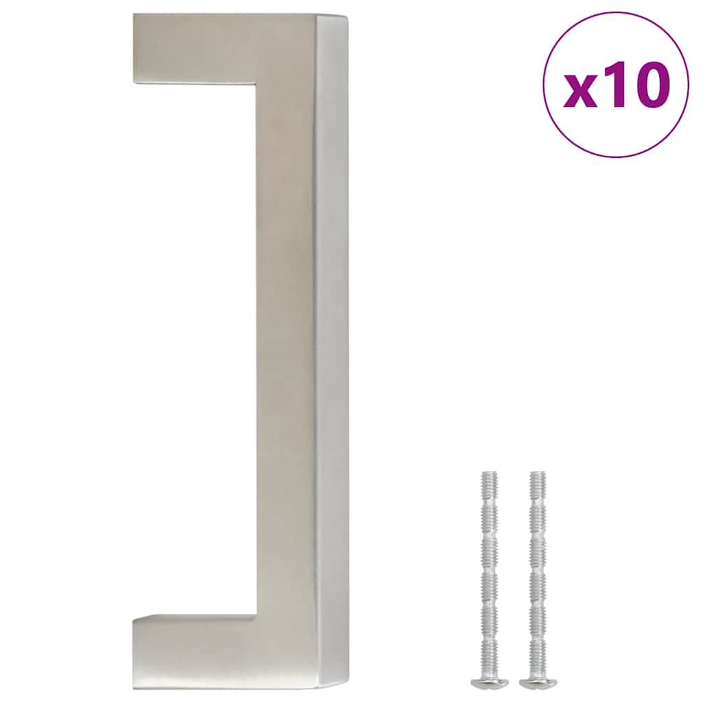 vidaXL Λαβές Ντουλαπιών 10 τεμ. Ασημί 96 χιλ. από Ανοξείδωτο Ατσάλι