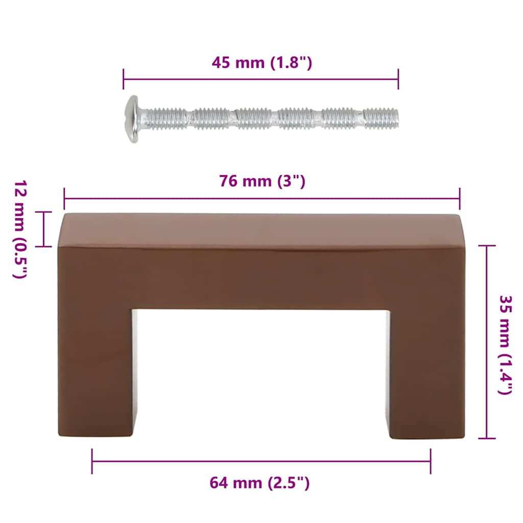 vidaXL Λαβές Ντουλαπιών 10 τεμ. Μπρονζέ 64 χιλ. από Ανοξείδωτο Ατσάλι