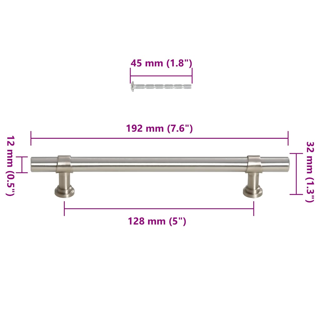 vidaXL Λαβές Ντουλαπιών 10 τεμ. Ασημί 128 χιλ. από Ανοξείδωτο Ατσάλι