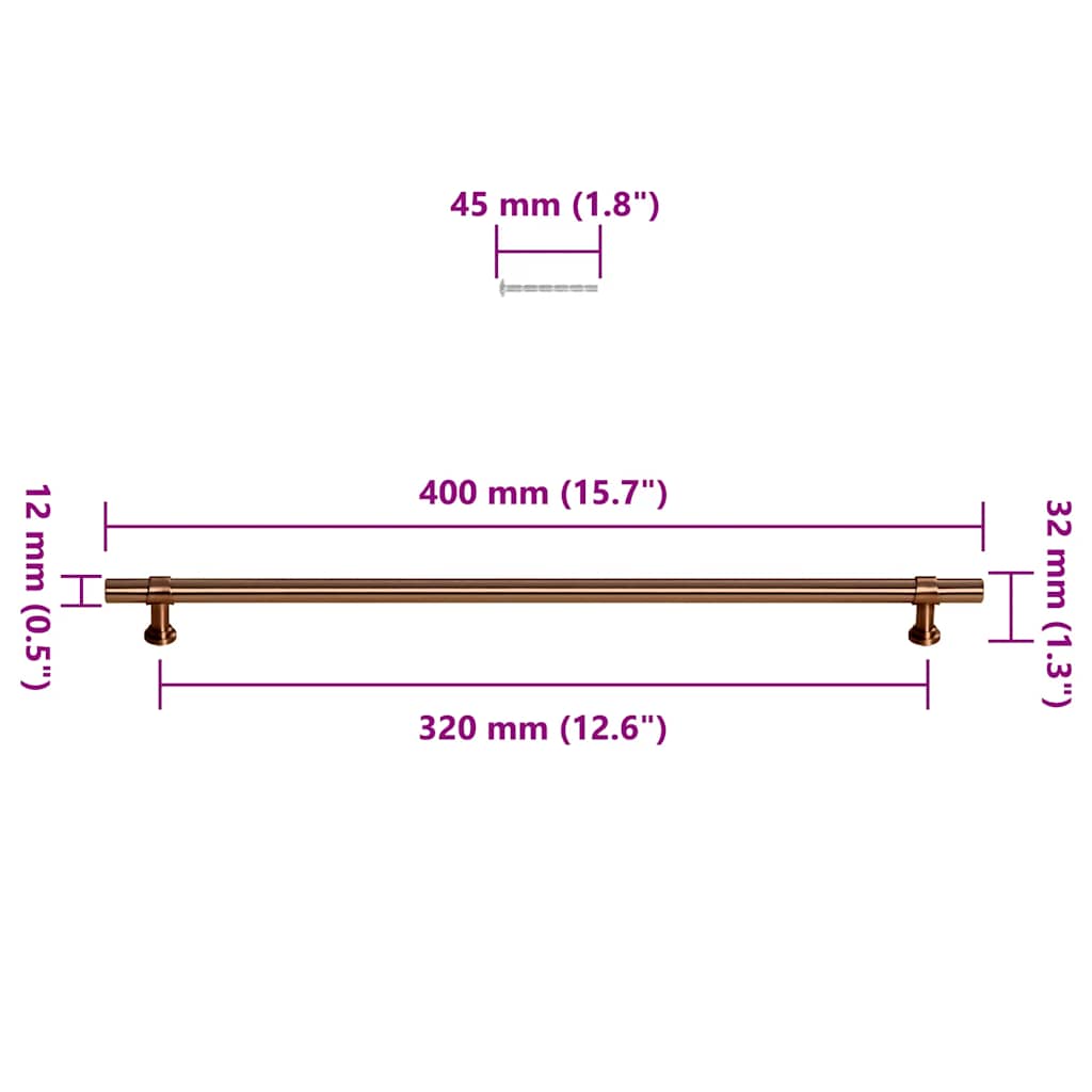 vidaXL Λαβές Ντουλαπιών 5 τεμ. Μπρονζέ 320 χιλ. από Ανοξείδωτο Ατσάλι