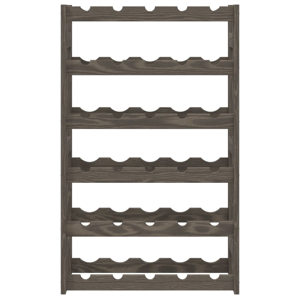 vidaXL Ραφιέρα Κρασιών για 30 Μπουκάλια Γκρι από Μασίφ Ξύλο Πεύκου