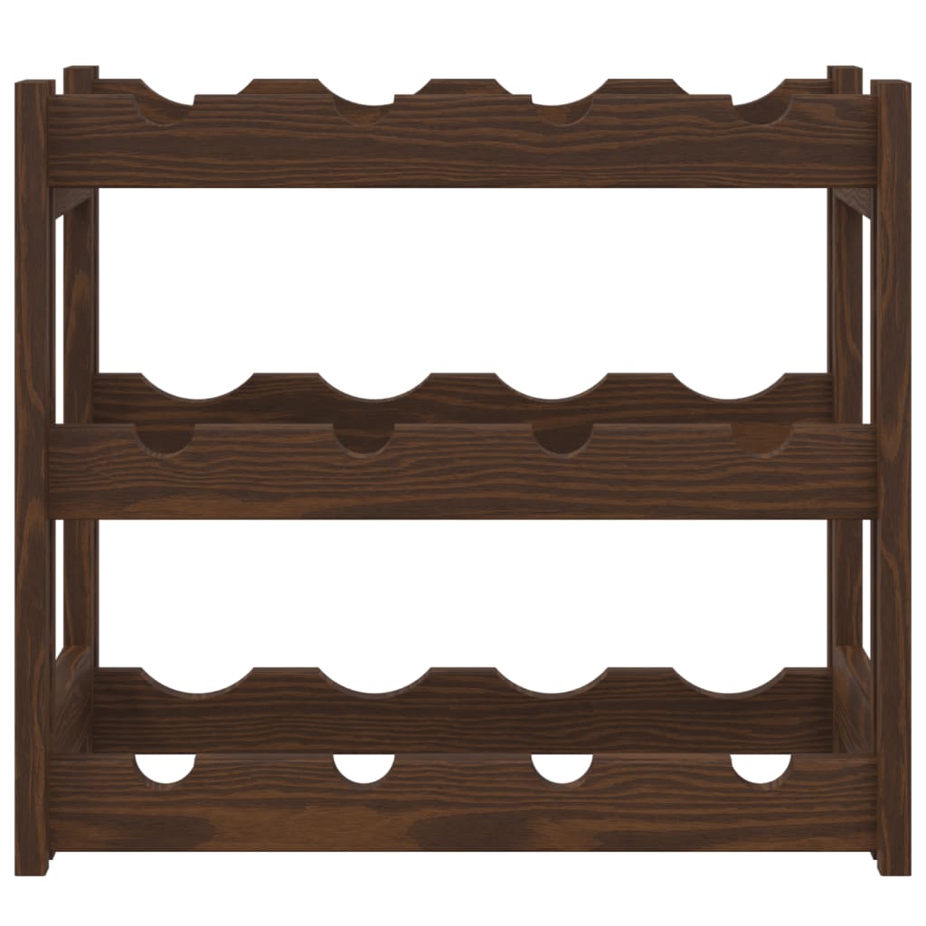 vidaXL Ραφιέρα Κρασιών για 12 Μπουκάλια Καφέ από Μασίφ Ξύλο Πεύκου