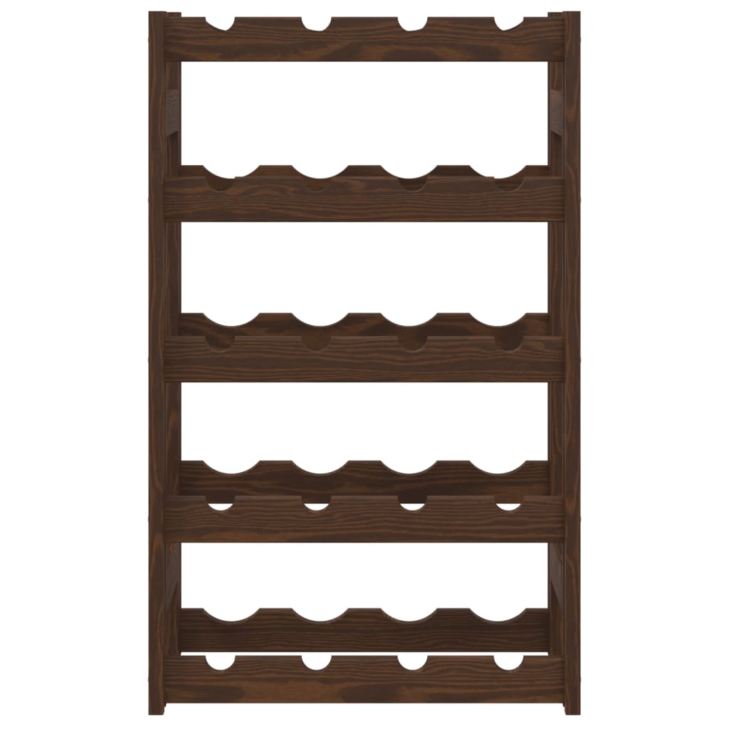 vidaXL Ραφιέρα Κρασιών για 20 Μπουκάλια Καφέ από Μασίφ Ξύλο Πεύκου