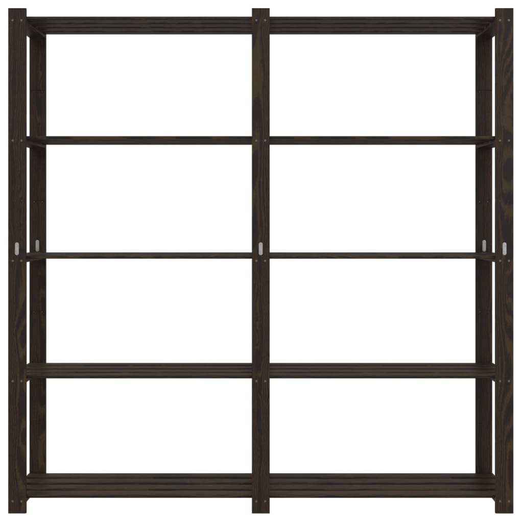 vidaXL Ραφιέρα με 5 Ράφια Μαύρο 170 x 38 x 170 εκ. Μασίφ Ξύλο Πεύκου