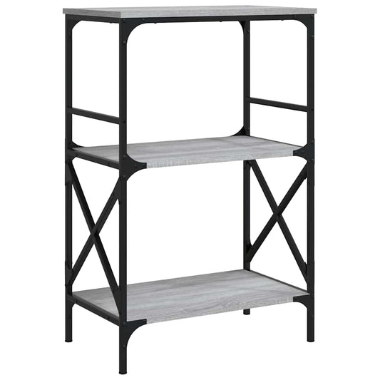 vidaXL Βιβλιοθήκη 3 Επιπέδων Γκρι Sonoma 59x35x90,5 εκ. Επεξεργ. Ξύλο