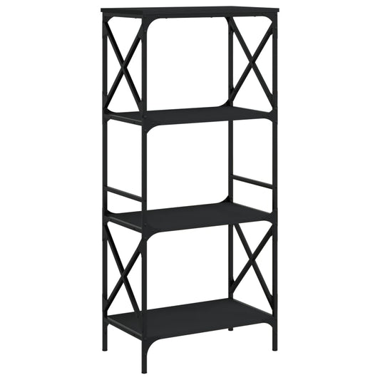 vidaXL Βιβλιοθήκη 4 Επιπέδων Μαύρη 59x35x132 εκ. Επεξεργασμένο Ξύλο