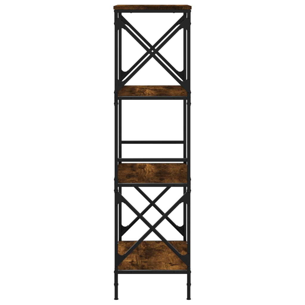 vidaXL Βιβλιοθήκη 4 Επιπέδων Καπνιστή Δρυς 59x35x132 εκ. Επεξεργ. Ξύλο