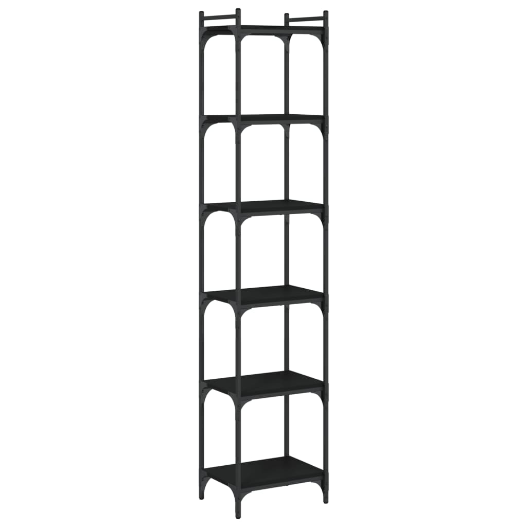 vidaXL Βιβλιοθήκη 6 Επιπέδων Μαύρη 40x30x188 εκ. Επεξεργασμένο Ξύλο