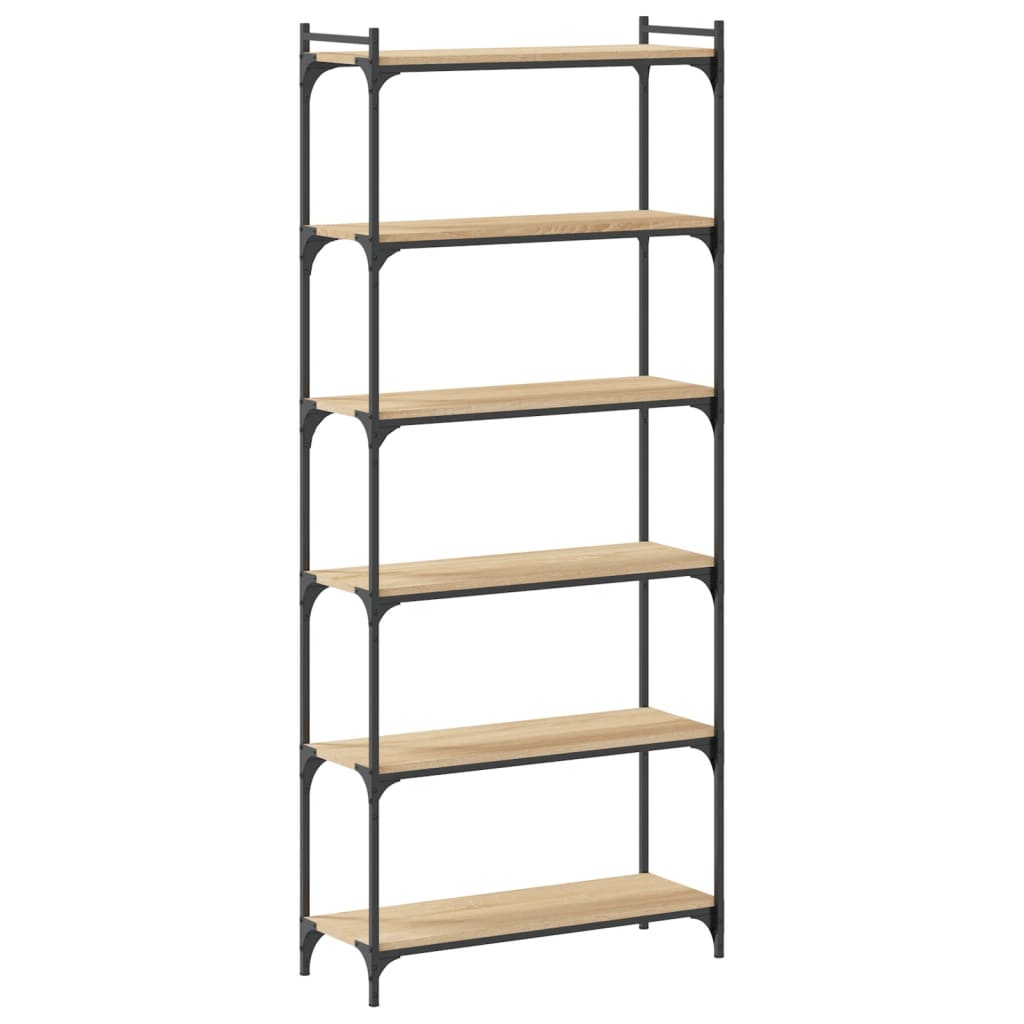 vidaXL Βιβλιοθήκη 6 Επιπέδων Sonoma Δρυς 80x30x188 εκ. Επεξεργ. Ξύλο