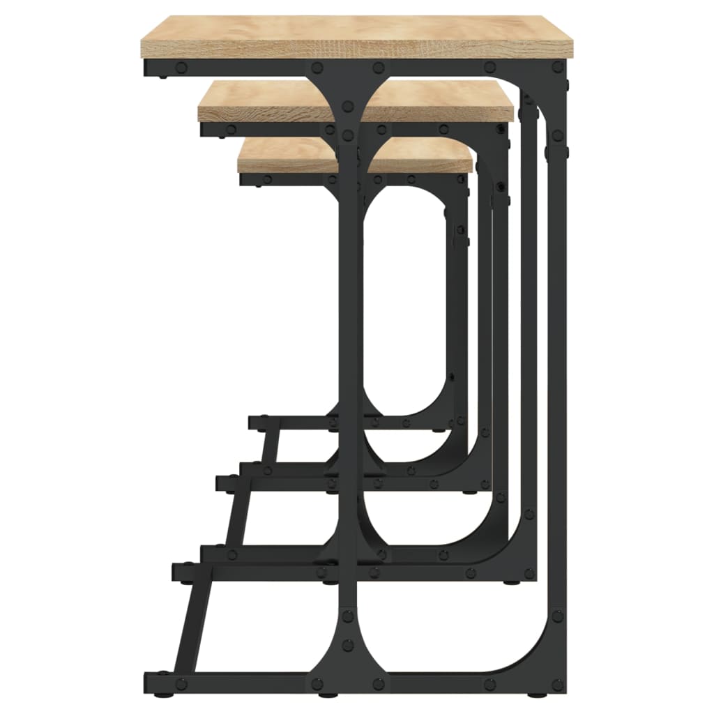 vidaXL Τραπεζάκια Ζιγκόν 3 τεμ. Sonoma Δρυς από Επεξεργασμένο Ξύλο